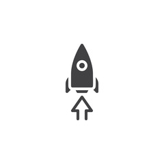 Startup rocket vector icon. filled flat sign for mobile concept and web design. Rocket and arrow up simple solid icon. Symbol, logo illustration. Pixel perfect vector graphics