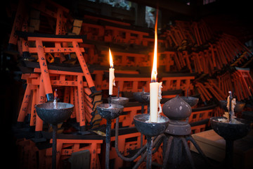 Torii Gates(The Gateway to a sacred space) in Fushimi Inari Shrine (Fushimi Inari Taisha)at Kyoto Japan