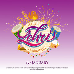 Happy Lohri background for Punjabi festival celebration