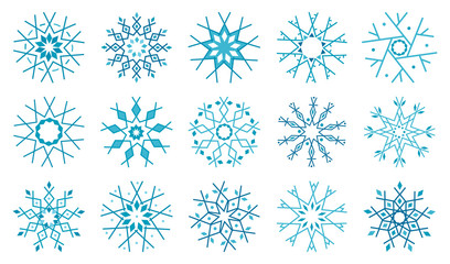 Fototapeta na wymiar Cute snowflakes collection isolated on white background.