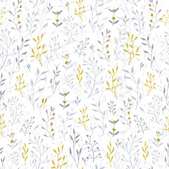 Hand drawn floral seamless pattern and backdrop.