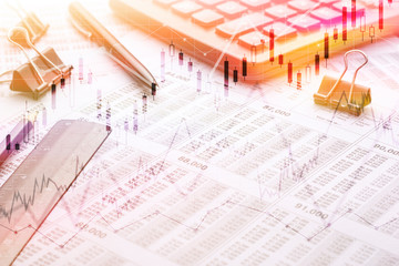 Finance and banking concept.Saving Account Book from Bank for Business Finance with pen.Economy trends background