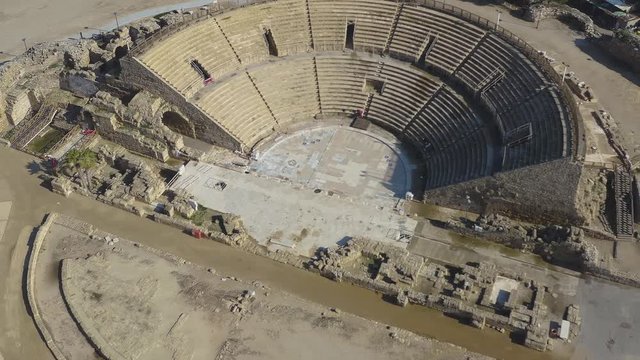 Caesaria ruins in Israel, 4k aerial