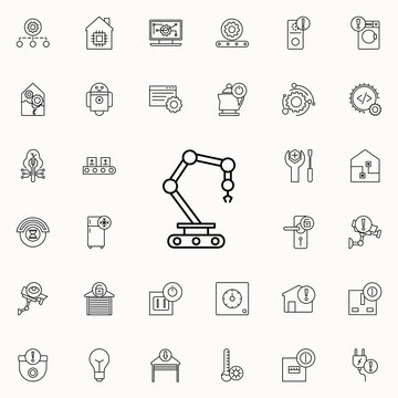 robot in production icon. Automation icons universal set for web and mobile