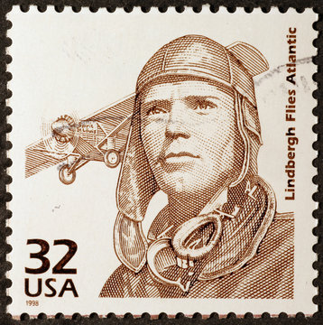 Charles Lindbergh on american postage stamp