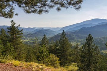 Beautiful view over the blue mountain layers. Tara national park in Serbia.