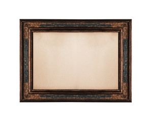 Very old picture frame isolated on white background.