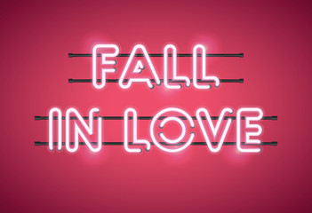 Fall in Love Valentine's Day glowing neon sign