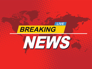 Breaking news with world map background. Vector