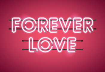 Forever Love Valentine's Day glowing neon sign