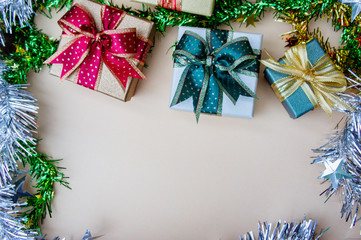 gift box red and green box for Holiday Christmas background , thankgiving  Festival.2019