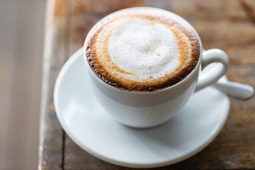 Backgrounds of Latte coffee. coffee cup latte art in shop.