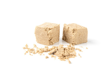 Sunflower halva isolated on white background. 