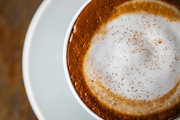 Backgrounds of Latte coffee. coffee cup latte art in shop.