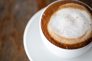 Backgrounds of Latte coffee. coffee cup latte art in shop.