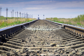 railway in prairie,the construction of railroad background