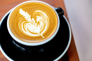 Backgrounds of Latte coffee. coffee cup latte art in shop.