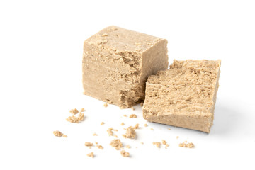 Sunflower halva isolated on white background. 