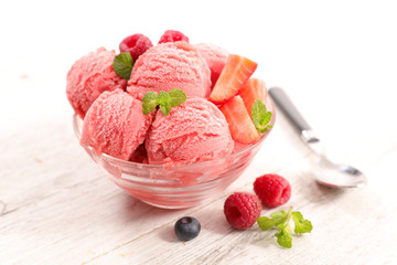 ice cream with berry fruit