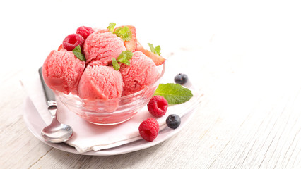 ice cream with berry fruit