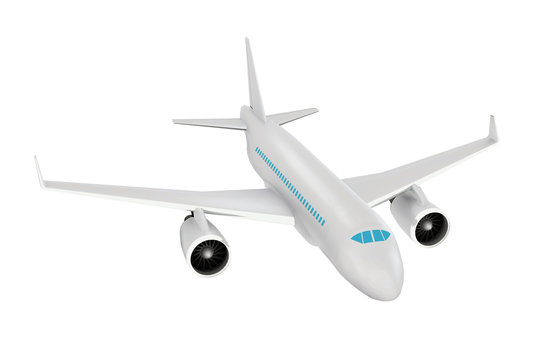 Passenger aircraft. Realistic 3d rendered model, isolated high angle view
