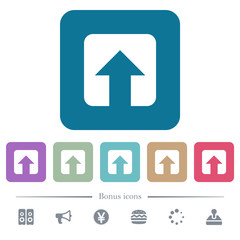 Upload flat icons on color rounded square backgrounds