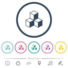 Obraz premium Cubes flat color icons in round outlines