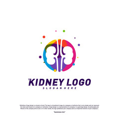 Colorful Kidney Logo Design Concept. Urology Logo Vector Template