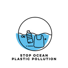 Plastic waste in the ocean concept. Sea Pollution.