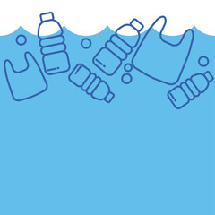 Plastic waste in the ocean concept. Sea Pollution.