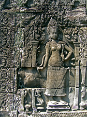 Devatas on Bayon Temple, Cambodia 