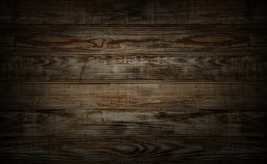 Wood planks texture dark background or wallpaper. overlap wooden wall horizontally have damage of old.