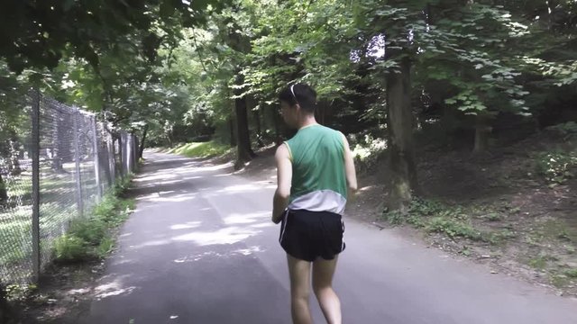 Athlete practice race walking outdoor