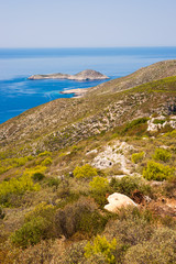 Costal landscape, greek coast in summer 