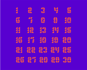 numbers, square geometric logo set, stock vector illustration