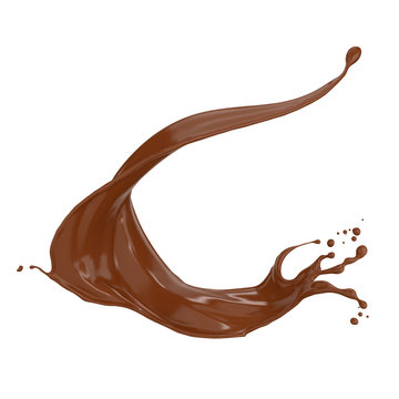 splash of chocolate milk or cocoa cream with clipping path 3d illustration.