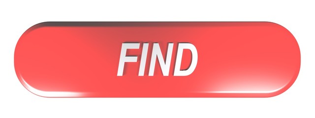 Red rounded rectangle push button FIND - 3D rendering