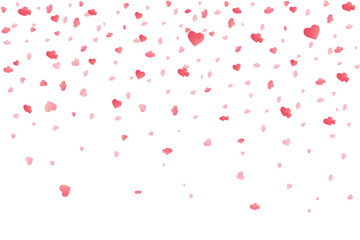 Fototapeta na wymiar Heart confetti falling down isolated. Valentines day concept. Heart shapes overlay background. Vector festive illustration.