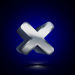 3D stylized Decline icon. Silver vector icon. Isolated symbol illustration on dark background.
