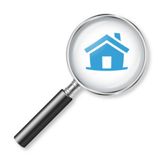 Magnifying glass real estate icon