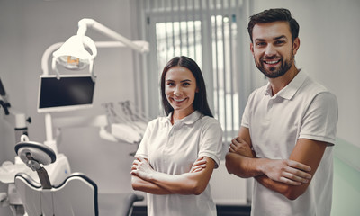 Fototapeta premium Dentists in stomatology clinic