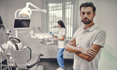 Fototapeta premium Dentists in stomatology clinic