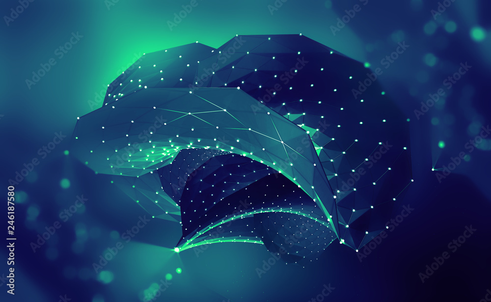 Leinwandbilder Artificial Intelligence. Digital brain. Computer mind. 3D illustration of a cyber-future. Neural circuits of the artificial brain in cyberspace