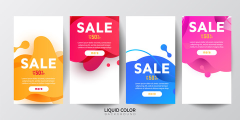 Modern fluid mobile sale banners template set for online shopping.