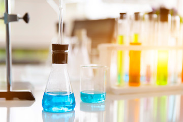 Laboratory Equipment and Pharmacy In vitro biochemical research and technology concepts.