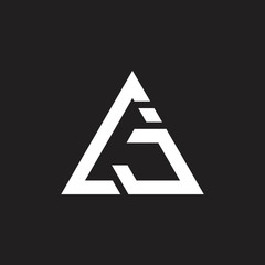 letters gj triangle arrows logo vector
