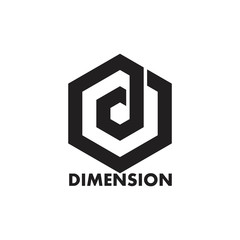 letter d hexagonal box shape brand logo