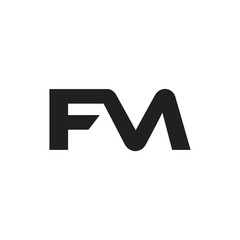 letter fm simple linked geometric brand logo - obrazy, fototapety, plakaty