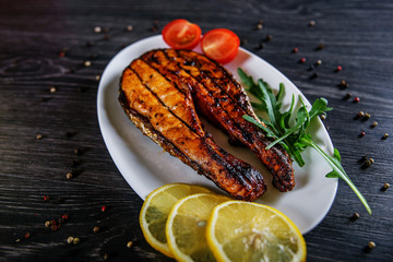 grilled steak with vegetables
