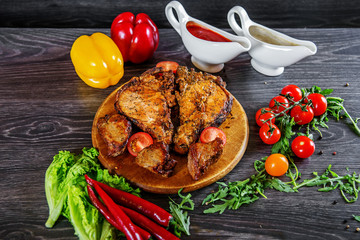 roasted meat with vegetables